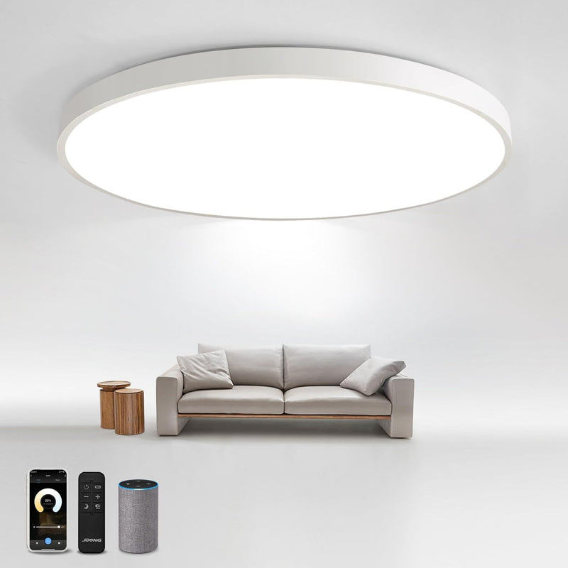 54W LED Deckenlampe Dimmbar mit Fernbedienung 3000K-6500K Ultra Dünn Ø50x4CM Flach Runde Deckenleuch
