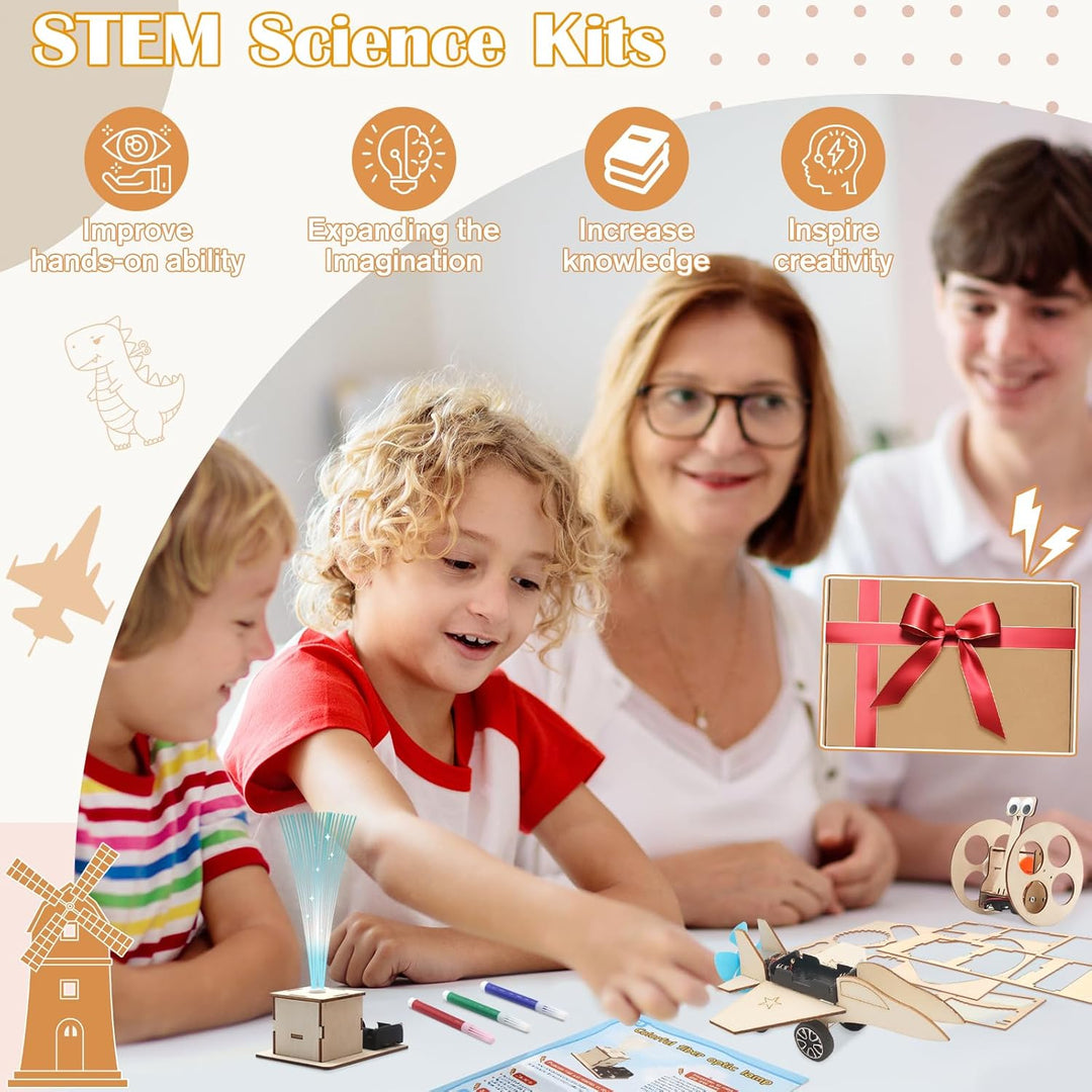 FEMBW Experimente für Kinder ab 8 9 10 11 12, 6 PCS Baukasten DIY Spielzeug Roboter, Experimentierka