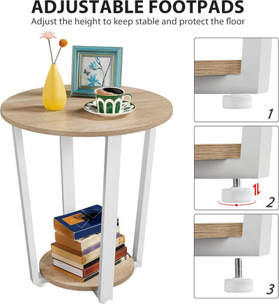 Yaheetech Beistelltisch rund, Couchtisch, Sofatisch mit Stahlgestell, robust, Kaffeetisch für Wohnzi