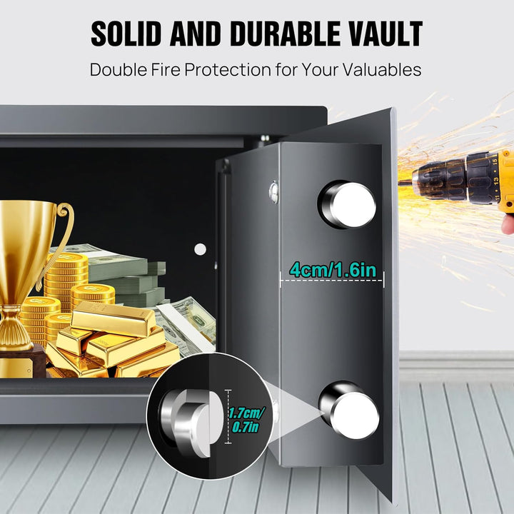 Tresor mit Zahlenschloss und 2 Schlüssel Möbeltresore Geldkassette Feuerfest Klein Stahlsafe Mini Tr