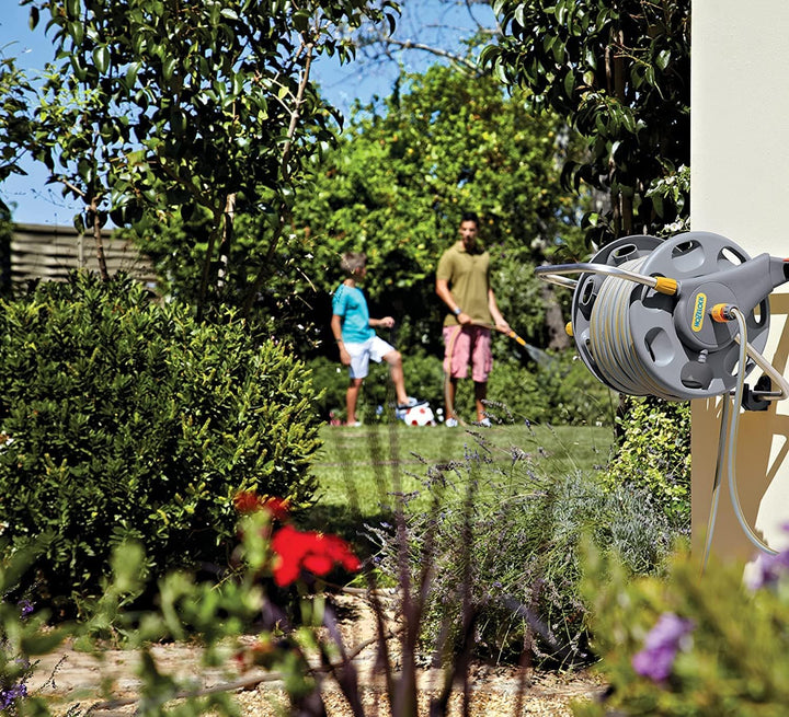 HOZELOCK - 2-in-1 Schlauchtrommel ohne Schlauch 60 M: Freistehend oder an der Wand montiert, leicht