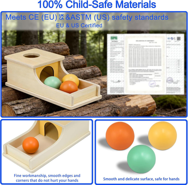 Montessori Spielzeug ab 1 Jahr, Montessori Object Permanence Box, Objektpermanenz Box für Baby 12-18