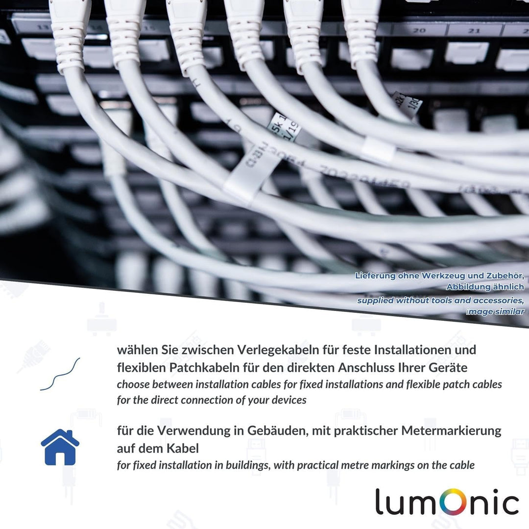 Lumonic 50m Netzwerkkabel CAT 5e F/UTP I CAT5e-Kabel, Gigabit Lan Kabel, Ethernet Kabel I Flexibles