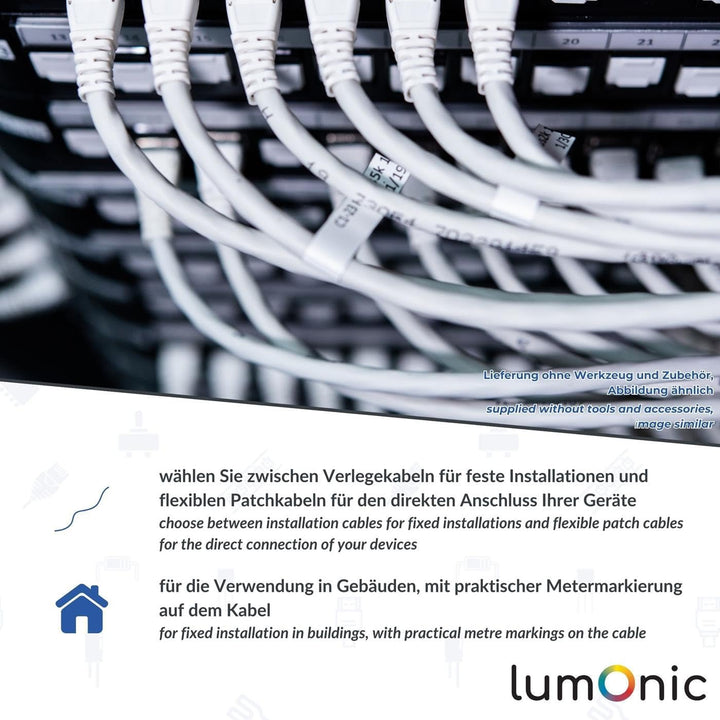 Lumonic 50m Netzwerkkabel CAT 5e F/UTP I CAT5e-Kabel, Gigabit Lan Kabel, Ethernet Kabel I Flexibles