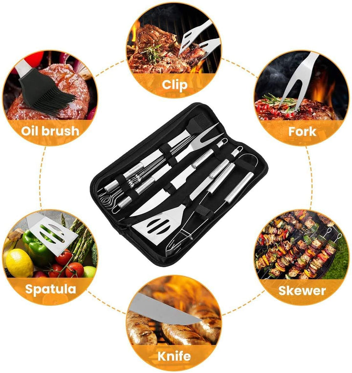 Amalan eu GrillbesteckSet 9 teilig +BBQ Grillhandschuhe Ofenhandschuhe Hitzebeständige bis zu 800 °