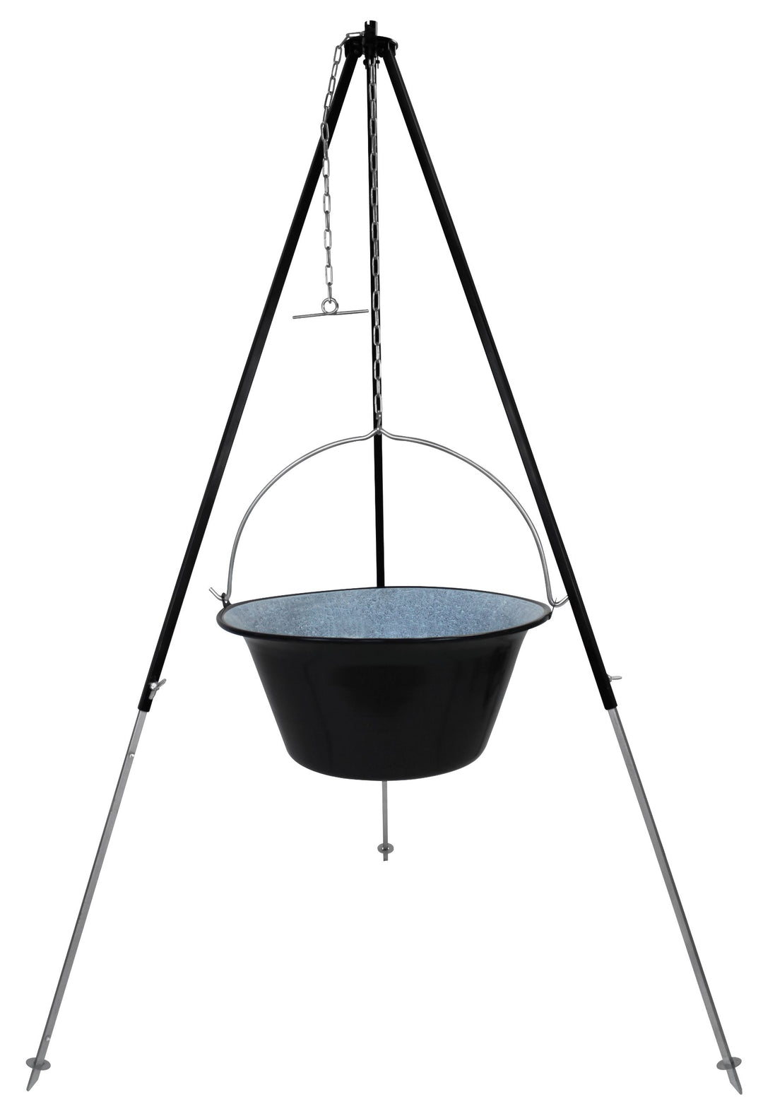 GRILLPLANET Ungarischer Gulaschkessel 30 Liter emailliert Gulasch-Topf, Feuertopf, Kochkessel Set mi
