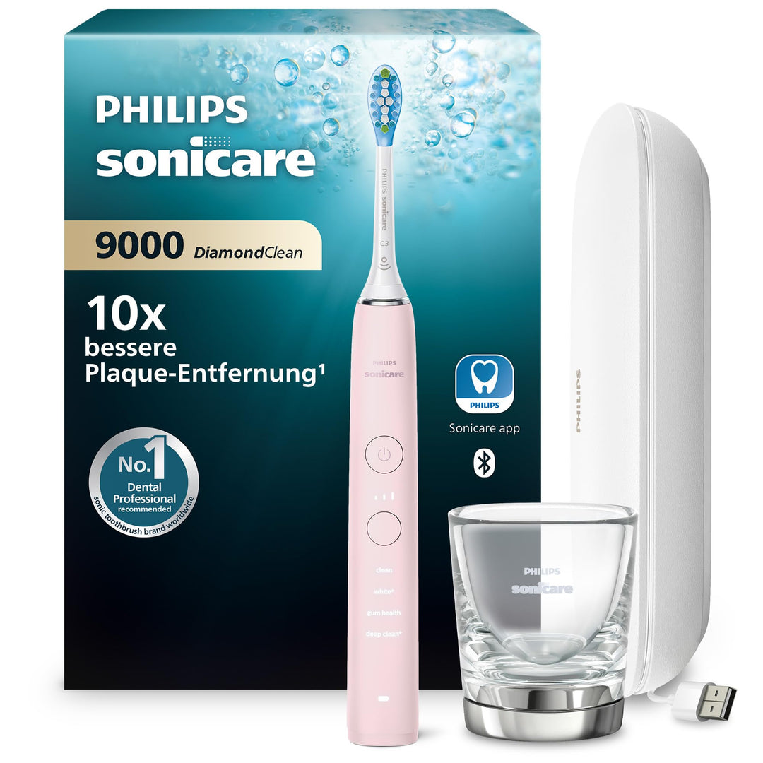 Philips DiamondClean Elektrische Zahnbürste - Schallzahnbürste mit 4 Putzprogrammen, Timer, Rosa, 1