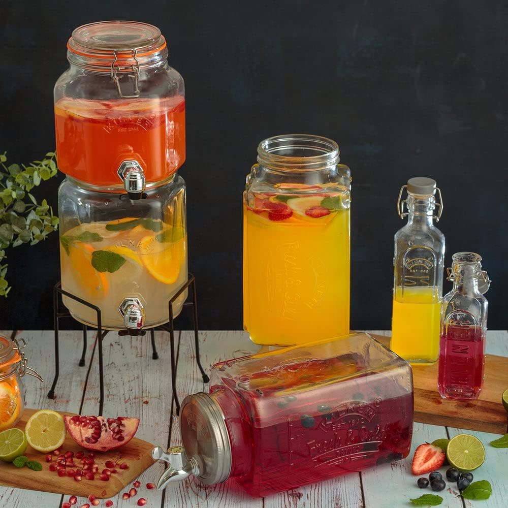 Kilner 25.004 Stapelbarer Getränkespender mit Ständer, 5,2 Liter, Glas, Masse: 22,7 x 19,6 x 40 cm,