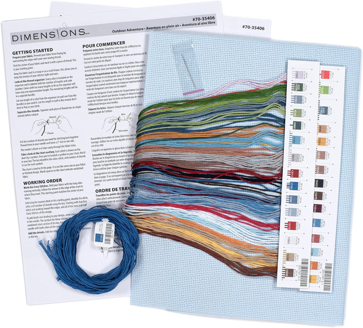 Dimensions 70-35406 Outdoor Adventure Kreuzstich-Set, 14 Cnt. hellblaue Aida, 27,9 x 35,6 cm
