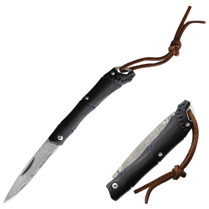 Mr. Blade Komoran Damast Bambus Zweihandmesser mit Griff aus imprägniertem Pakkaholz