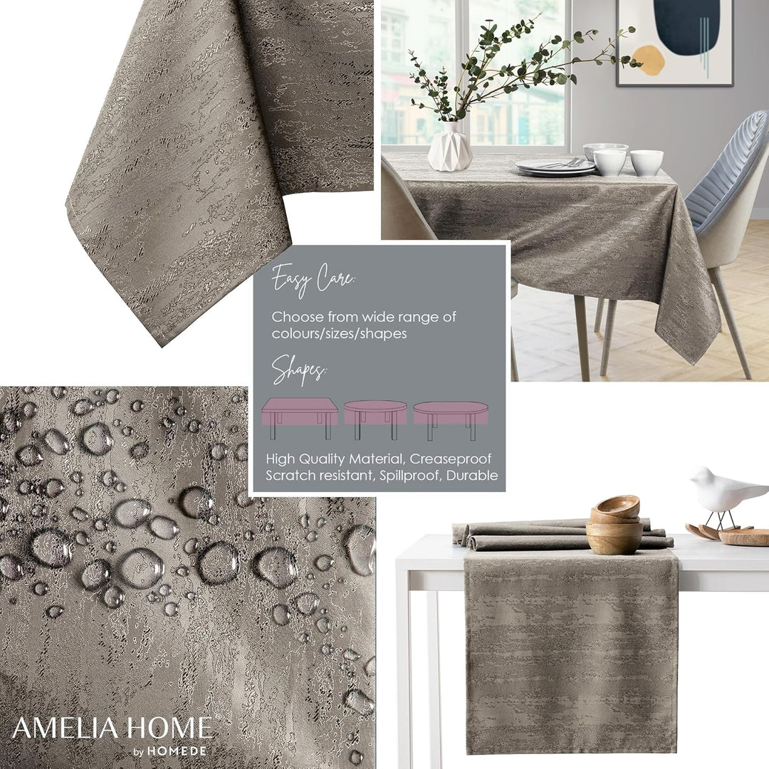 AmeliaHome Tischdecke 110x140 cm Tischtuch Tafeldecke Fleckschutz Lotuseffekt Abwaschbar Wasserabwei