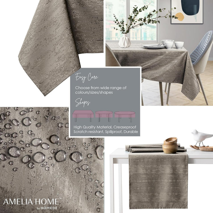 AmeliaHome Tischdecke 110x140 cm Tischtuch Tafeldecke Fleckschutz Lotuseffekt Abwaschbar Wasserabwei
