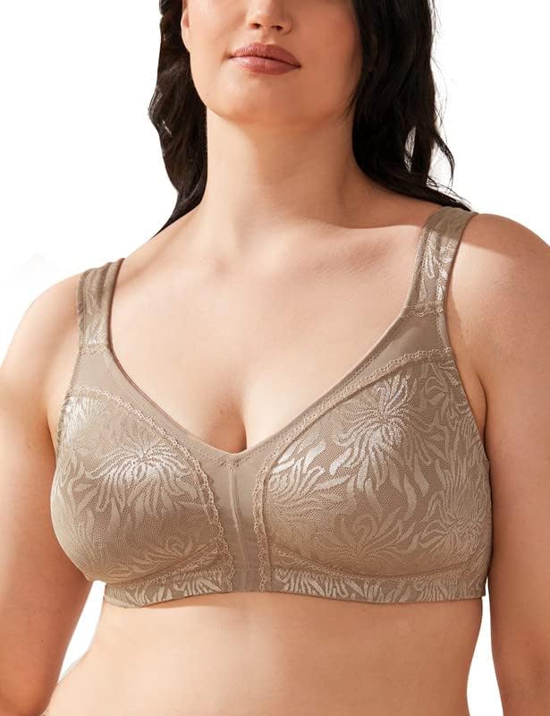 Wingslove Damen Minimizer BH ohne Bügel Grosse Brüste Bügelloser Entlastungs Breite Träger Vollfigur