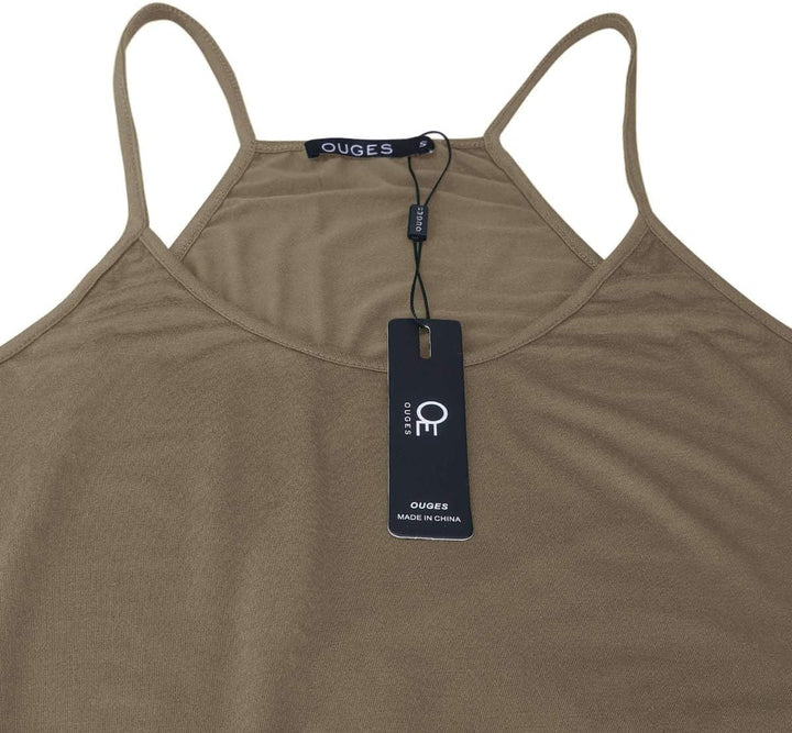OUGES Damen Sommer Ärmellos Jumpsuit Overall Lang Hosenanzug Casual Playsuit Romper mit Taschen M Ka