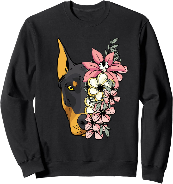 Dobermann Hund mit Blumen Sweatshirt