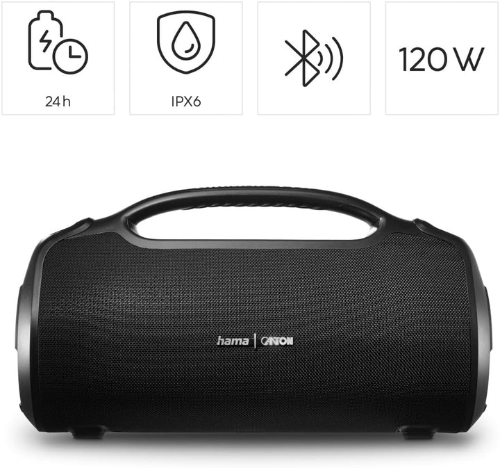 Hama Bluetooth Lautsprecher Outdoor 120W (App, wasserfest IPX6, 24 Stunden Akkulaufzeit, Pro Sound,