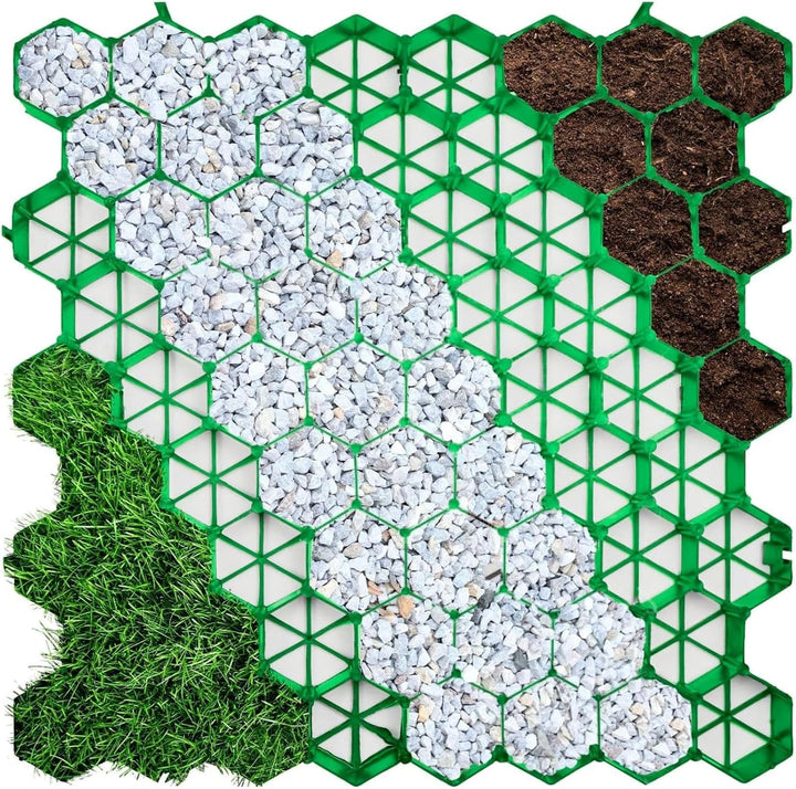 Floordirekt Rasengitter aus Kunststoff befahrbar 1m² - 4 Stück - 50 x 50 cm, Gruen - Bodengitter, Pa