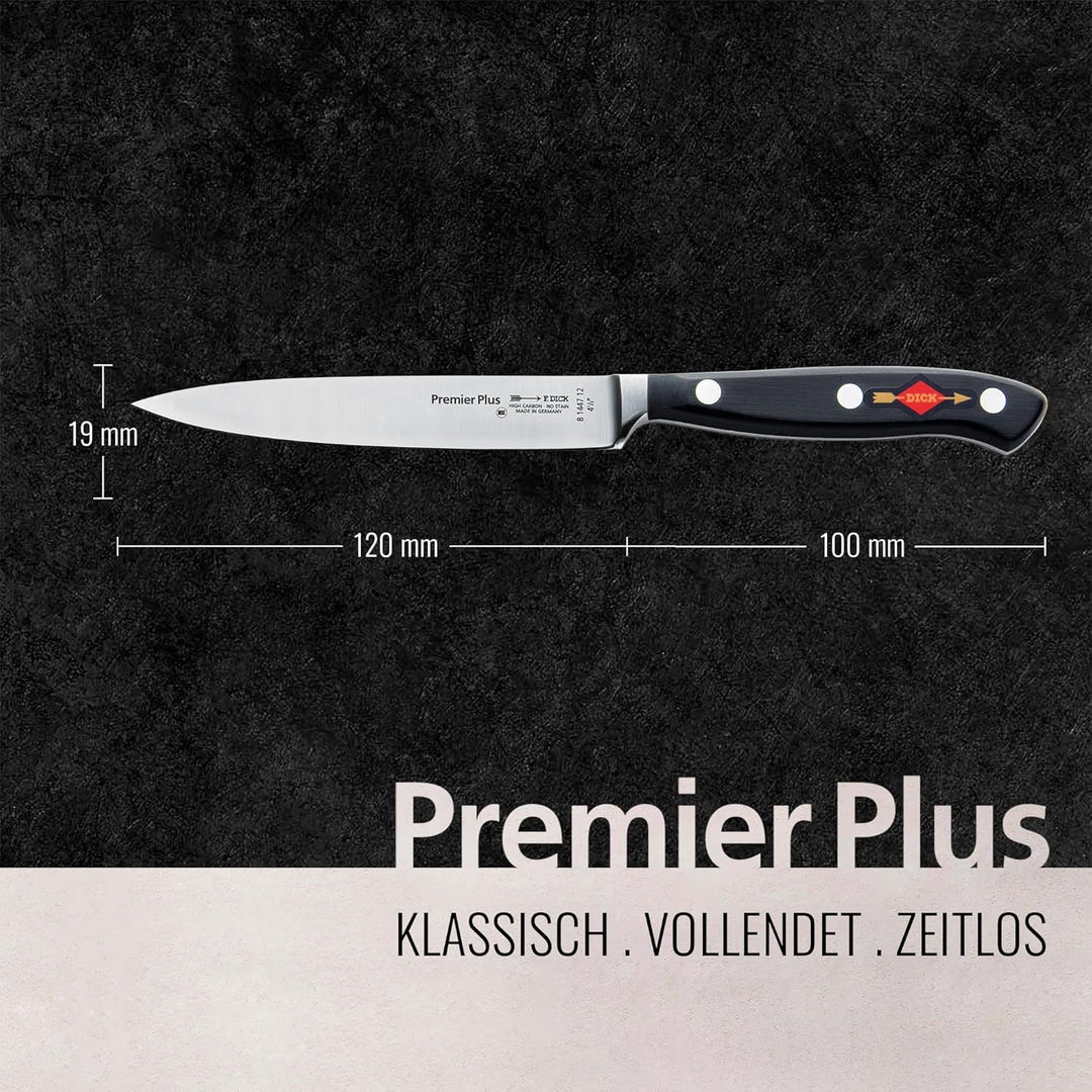F. DICK Premier Plus Officemesser (Klingenlänge 12 cm, Kochmesser, Gemüsemesser, Küchenmesser, Härte