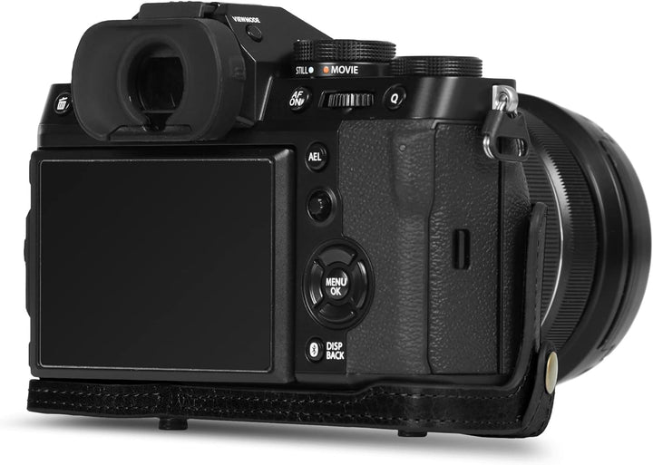 MegaGear Ever Ready Echtleder Kameratasche kompatibel mit Fujifilm X-T5 (16-80mm)(Schwarz), Schwarz