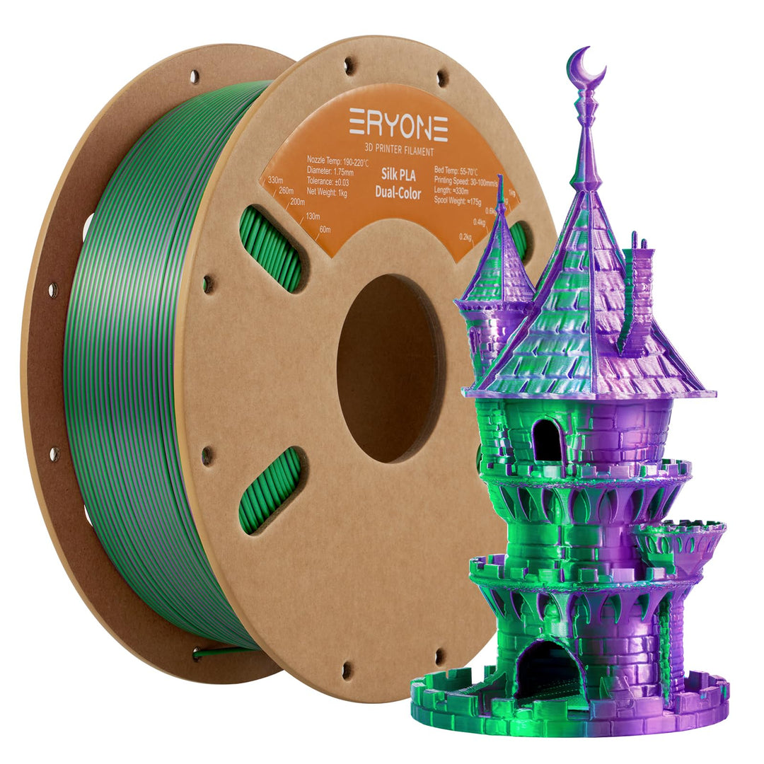ERYONE Dual Seiden PLA Filament 1.75mm,Co-Extrucsion PLA Seiden Filament für 3D Drucker +/- 0,03 mm,