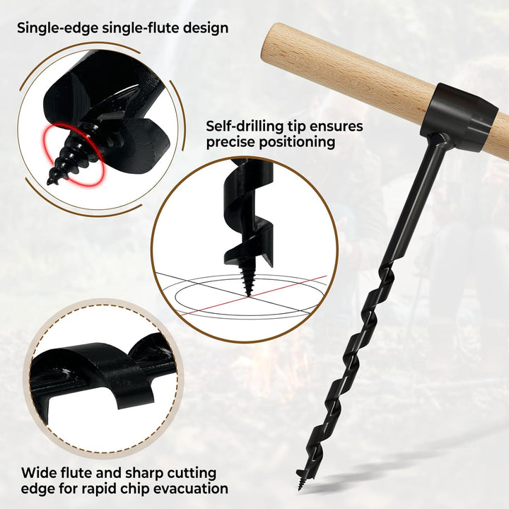 Handbohrer Bushcraft Manueller Schraubenschlüssel, Handbohrer Outdoor Schlangenbohrer Bushcraft, Sch