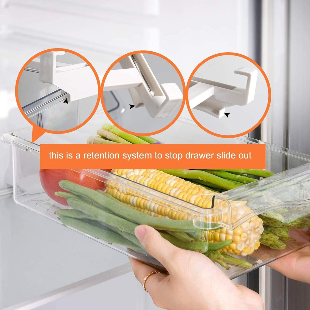shopwithgreen Kühlschrank Organizer Schublade mit Griffen–2 Stücke Kühlschrankbox mit versenkbarer S