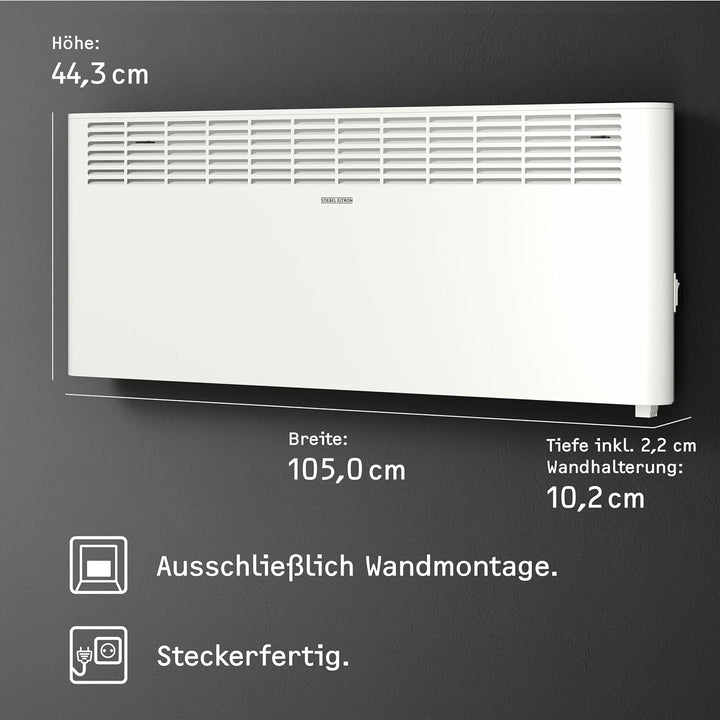 STIEBEL ELTRON Wandkonvektor CNS 3000 Plus LCD, 3 kW für ca. 35 m², TÜV geprüft, LC-Display, Wochent
