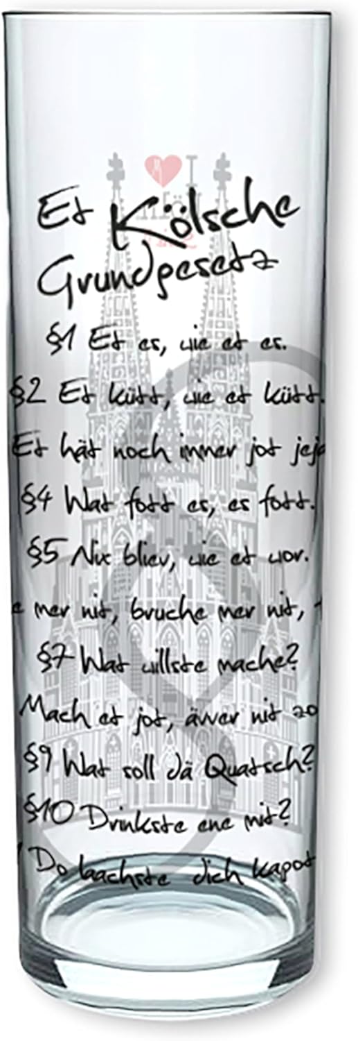 3forCologne Kölschglas | 6er Pack je 0,2ml | Kölsches Grundgesetz & | Biergläser, Kölsch-Stangen, Tr