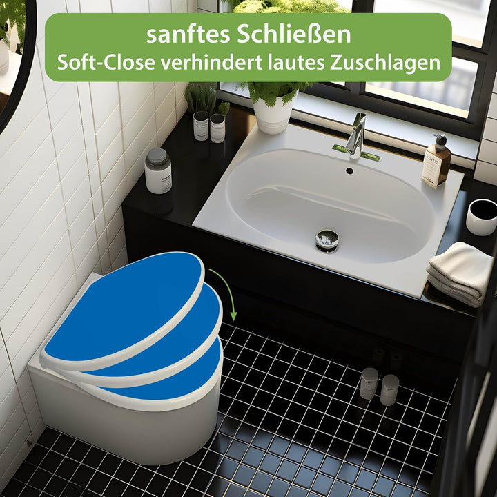 banjado Toilettendeckel mit Absenkautomatik 44,5x37cm - Soft Close Toilettensitz - WC Sitz mit Absen