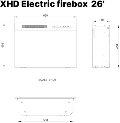 Dimplex 210975 XHD26 Firebox 26" Elektro-Kamineinsatz, 1400 W, Schwarz
