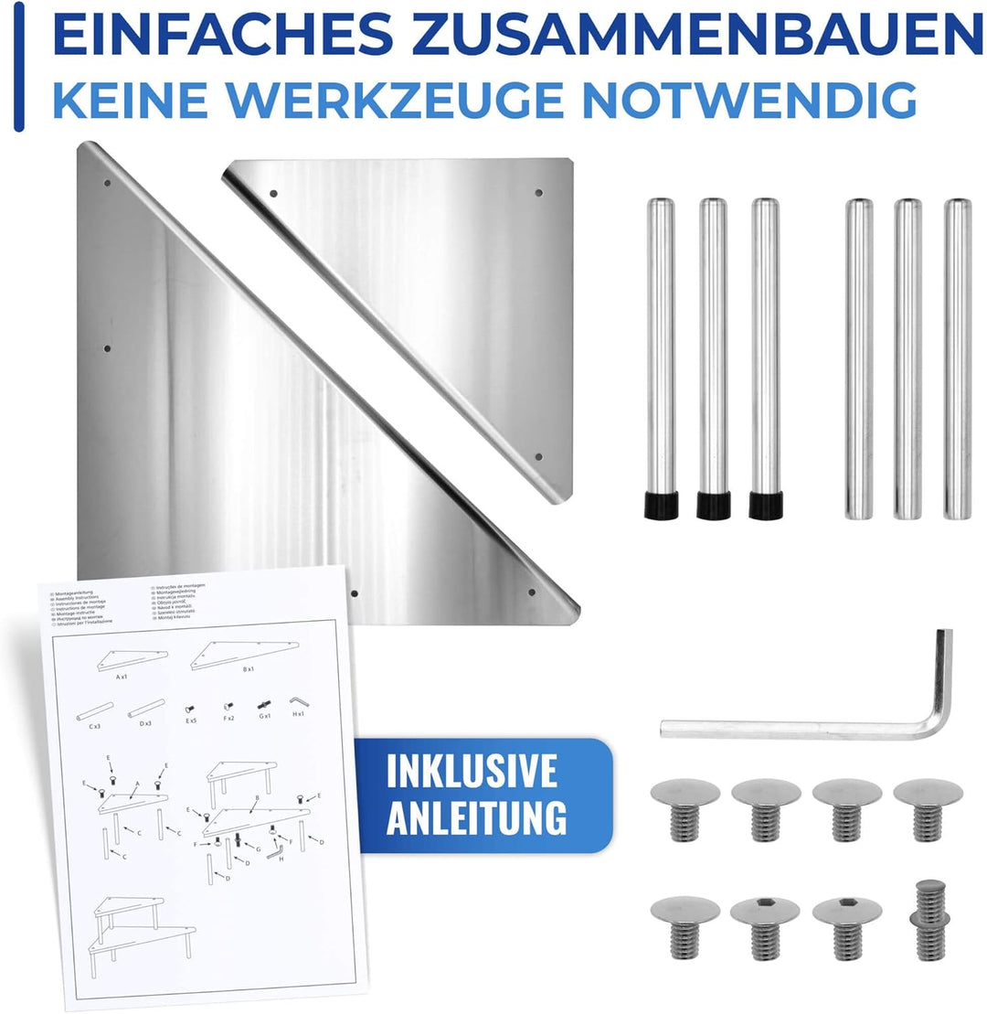 Maximex Küchen-Eckregal Massivo Duo mit 2 Ablagen Edelstahl - Aus Edelstahl, Edelstahl rostfrei, 48.