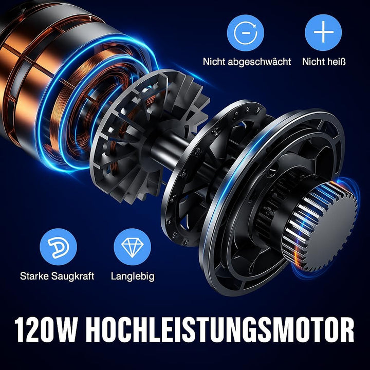 Handstaubsauger Akku mit 10.000Pa Starke Saugkraft,Kabelloser Staubsauger mit HEPA-Filter & Aufsätze