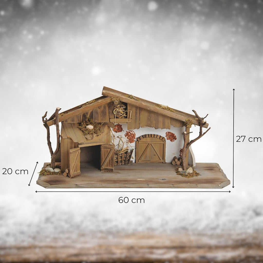 matches21 HOME & HOBBY XXL Weihnachts-Krippe 60 x 27 cm - Grosse Holz-Krippe als innen Fensterdeko T