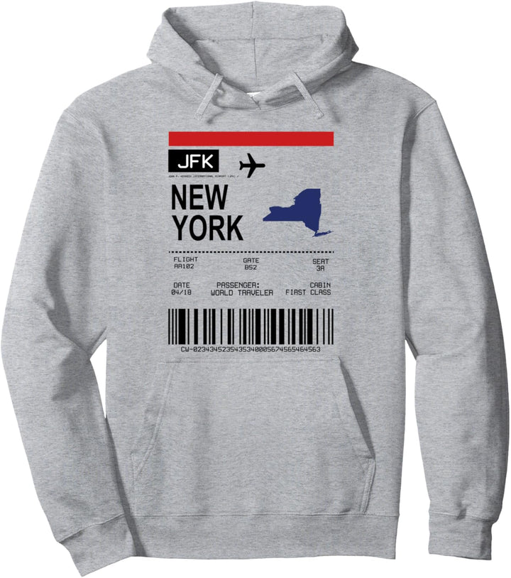 Bordkarte Flugticket New York Flughafen Passagier Fluggast Pullover Hoodie