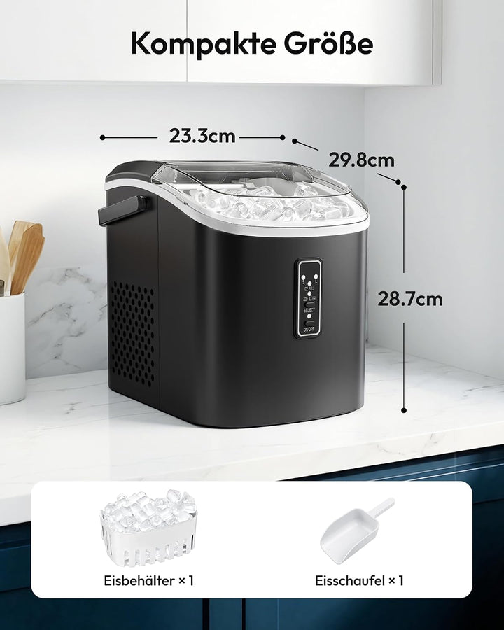 EUHOMY Eiswürfelmaschine Klein, 9 Würfel in 6 Minuten Bereit, 12 Kg/Day, Selbstreinigend, Tragbare E