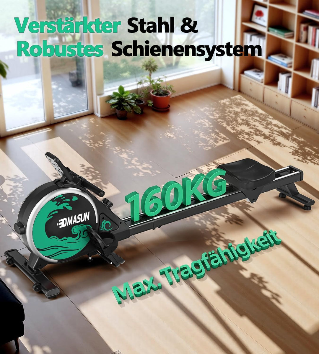 Rudergerät für Zuhause, DMASUN Magnetisches Rudergerät mit 16 Widerstandsstufen, Upgrade Doppel-Slid