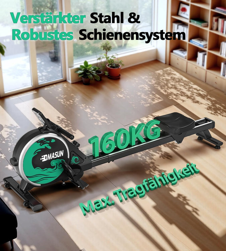 Rudergerät für Zuhause, DMASUN Magnetisches Rudergerät mit 16 Widerstandsstufen, Upgrade Doppel-Slid