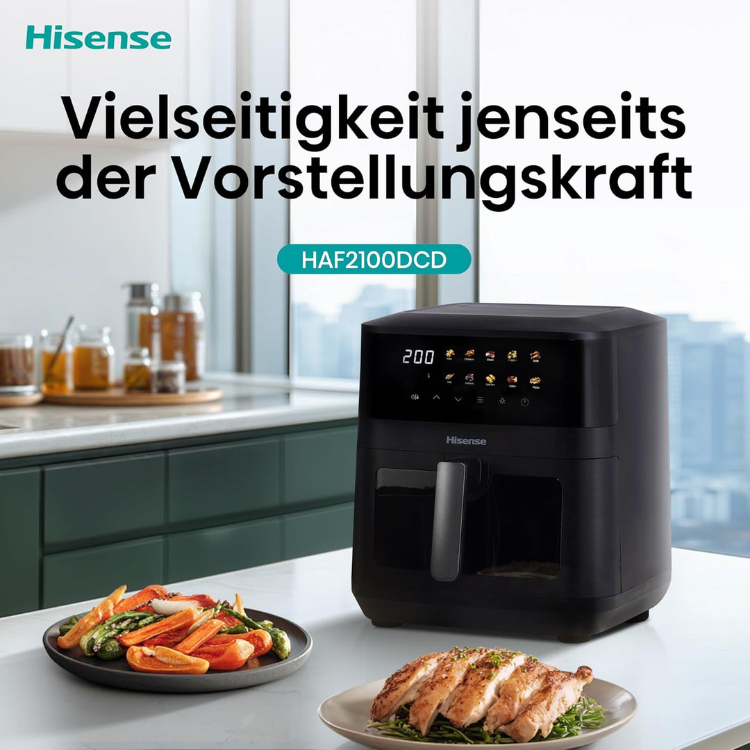 Hisense HAF2100DCD Heissluftfritteuse /2100 W /7,7 L Kapazität /10 voreingestellte Programme/Antihaf