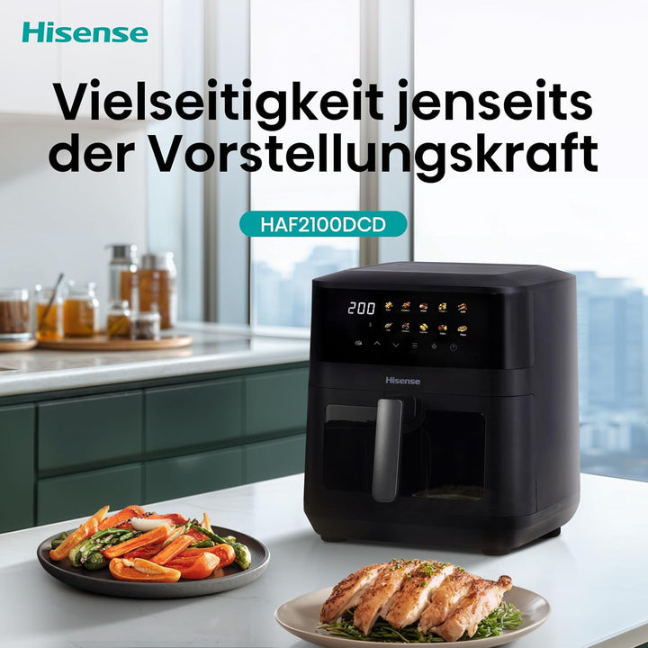 Hisense HAF2100DCD Heissluftfritteuse /2100 W /7,7 L Kapazität /10 voreingestellte Programme/Antihaf