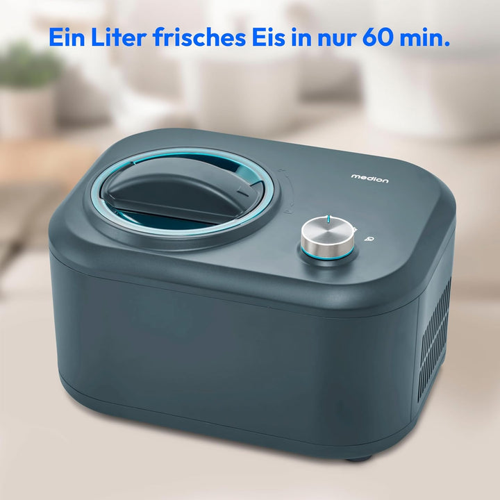 MEDION Eismaschine mit Kompressor (geeignet für die Zubereitung von Eiscreme, Frozen Yoghurt & Sorbe