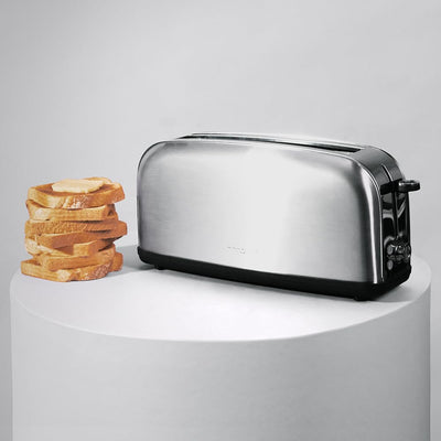 Cecotec Vertikaler Toaster 1 Langschlitz Toastin' time 850 Inox Long Lite, 850 W, 2 Scheiben Brot, 3