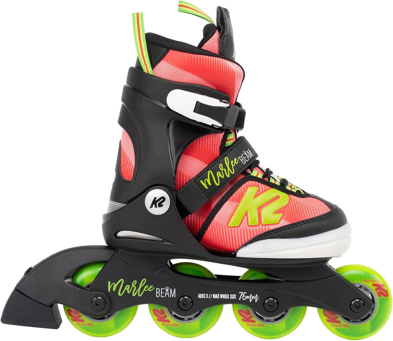 K2 Skates Mädchen Inline Skates Marlee Beam, red - Green, 30G0136 L (EU: 35-40 / UK: 3-7 / US: 4-8)