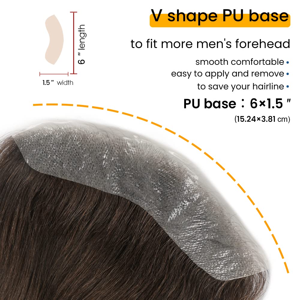 Lordhair Toupet Herren,100% Europäisches Echthaar Herren Toupet Echthaar,V-LOOP Skin Toupet Herren,T