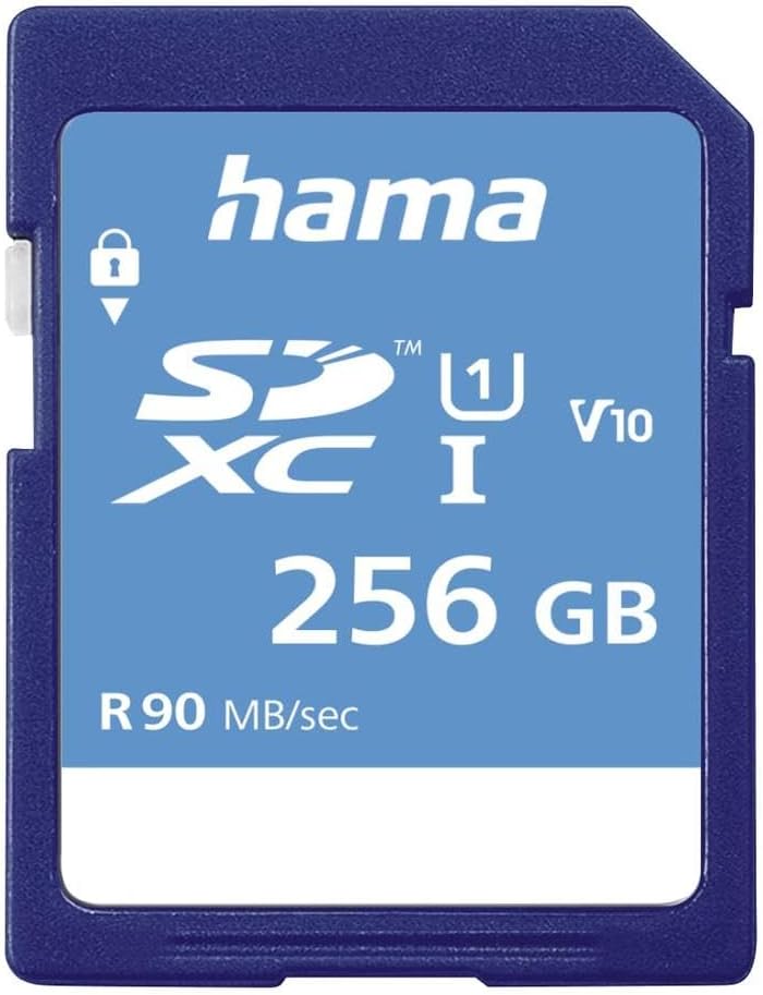 Hama 256 GB SDXC-Speicherkarte, Class 10, V10, UHS-I (bis zu 90MB/s, für Full-HD- und 3D-Video-Aufna