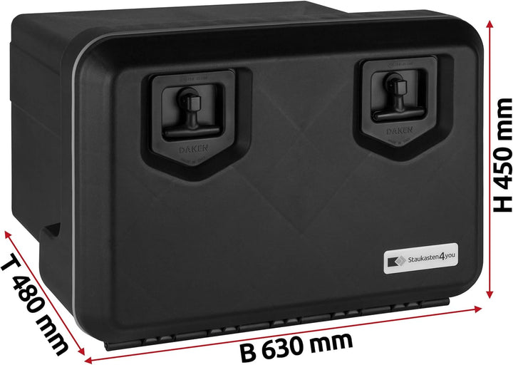 LKW Staukasten aus Kunststoff 630x450x480 mm, 77,5 ltr, Edelstahlhaus Werkzeugkasten, Staubox, Unter