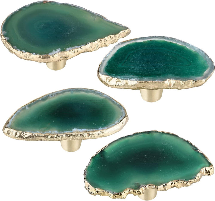 KYEYGWO 4 Stück Unregelmässig Achat Scheiben Möbelknöpfe, Polierte Achate Edelstein Schubladenknöpfe