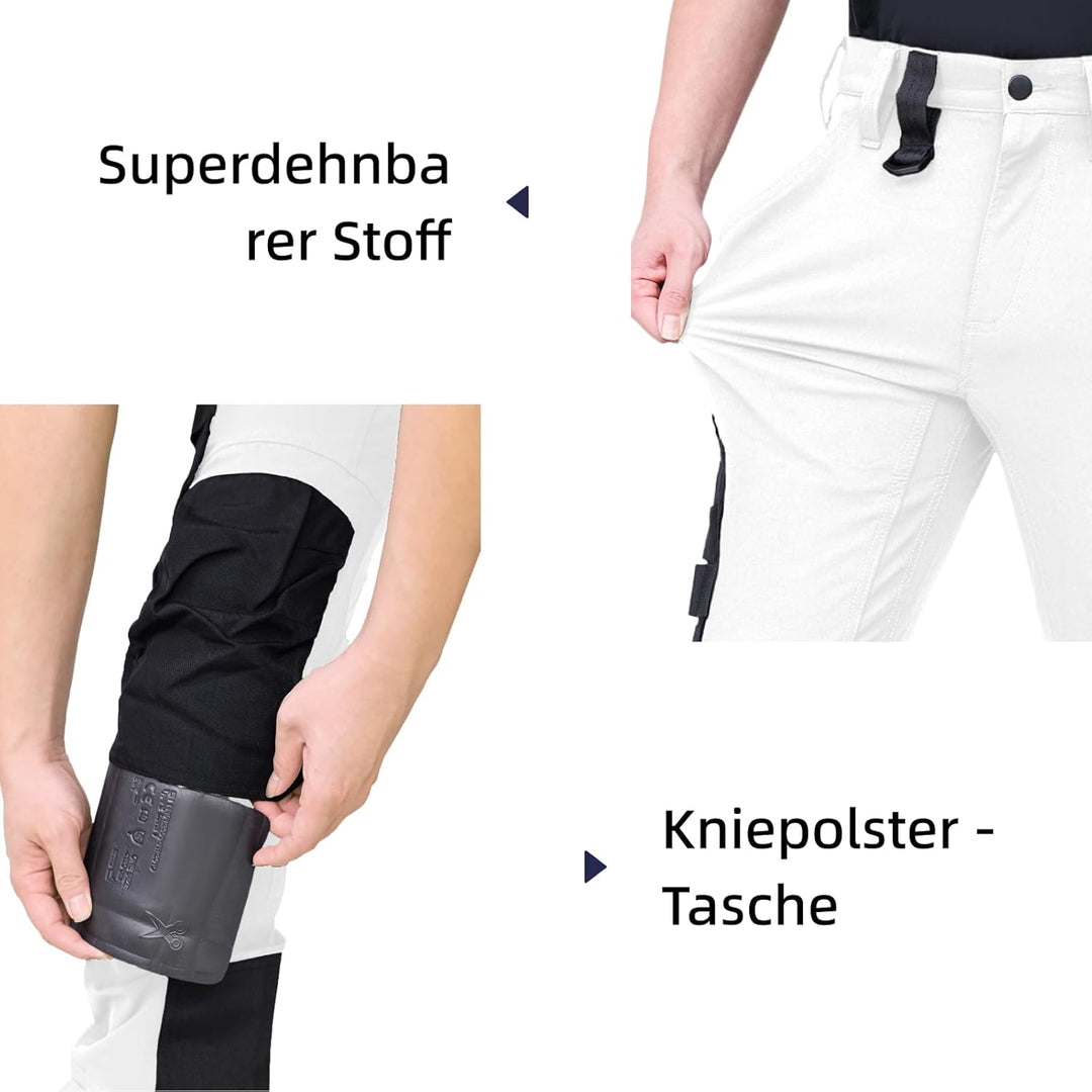 WORK IDEA Herren Slim-Fit Stretch Arbeitshose: Kritische Stoffbereiche aus Cordura – strapazierfähig