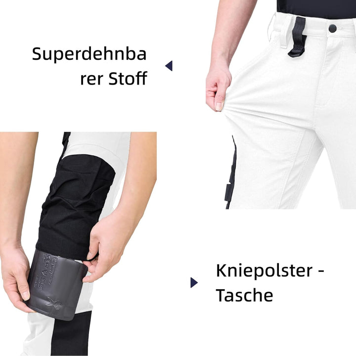 WORK IDEA Herren Slim-Fit Stretch Arbeitshose: Kritische Stoffbereiche aus Cordura – strapazierfähig