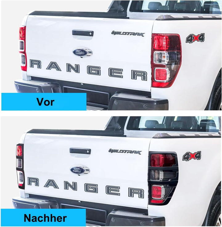 JHCHAN Scheinwerfer Rücklichtabdeckung für Ford Ranger 2012-2022 T6 T7 T8 Raptor Limited Tremor XL X