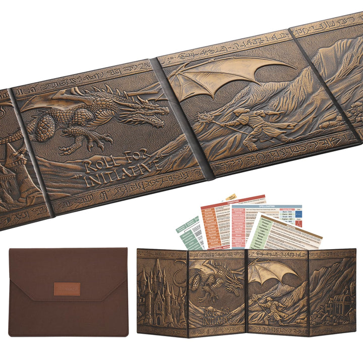 Dm Screen, 5e DND Spielleiterschirm, Dungeons and Dragons zubehör, Kunstleder DM Sichtschirm mit Reg